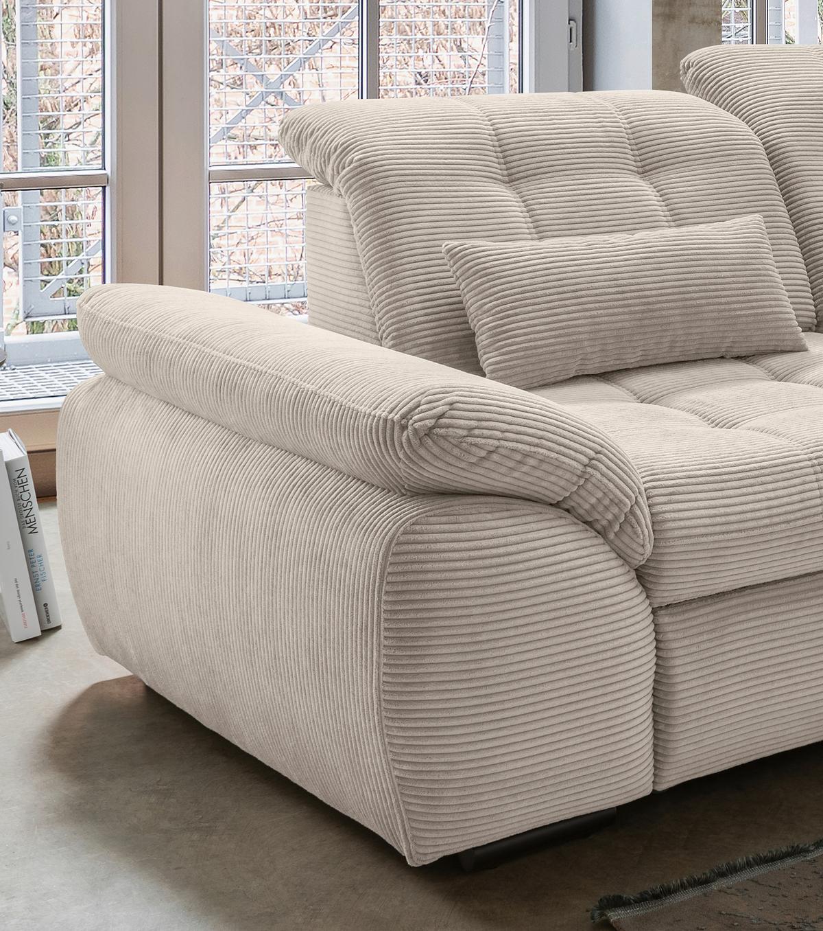 Ecksofa Mit Bettkasten Rigatti Beige S: 314x184 Cm - Beige/Schwarz, MODERN, Textil (314/184cm) - Livetastic