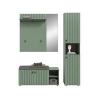 Garderobe Station Graugrün B: 161cm - Graugrün, Design, Holzwerkstoff (161/192/37cm) - MID.YOU