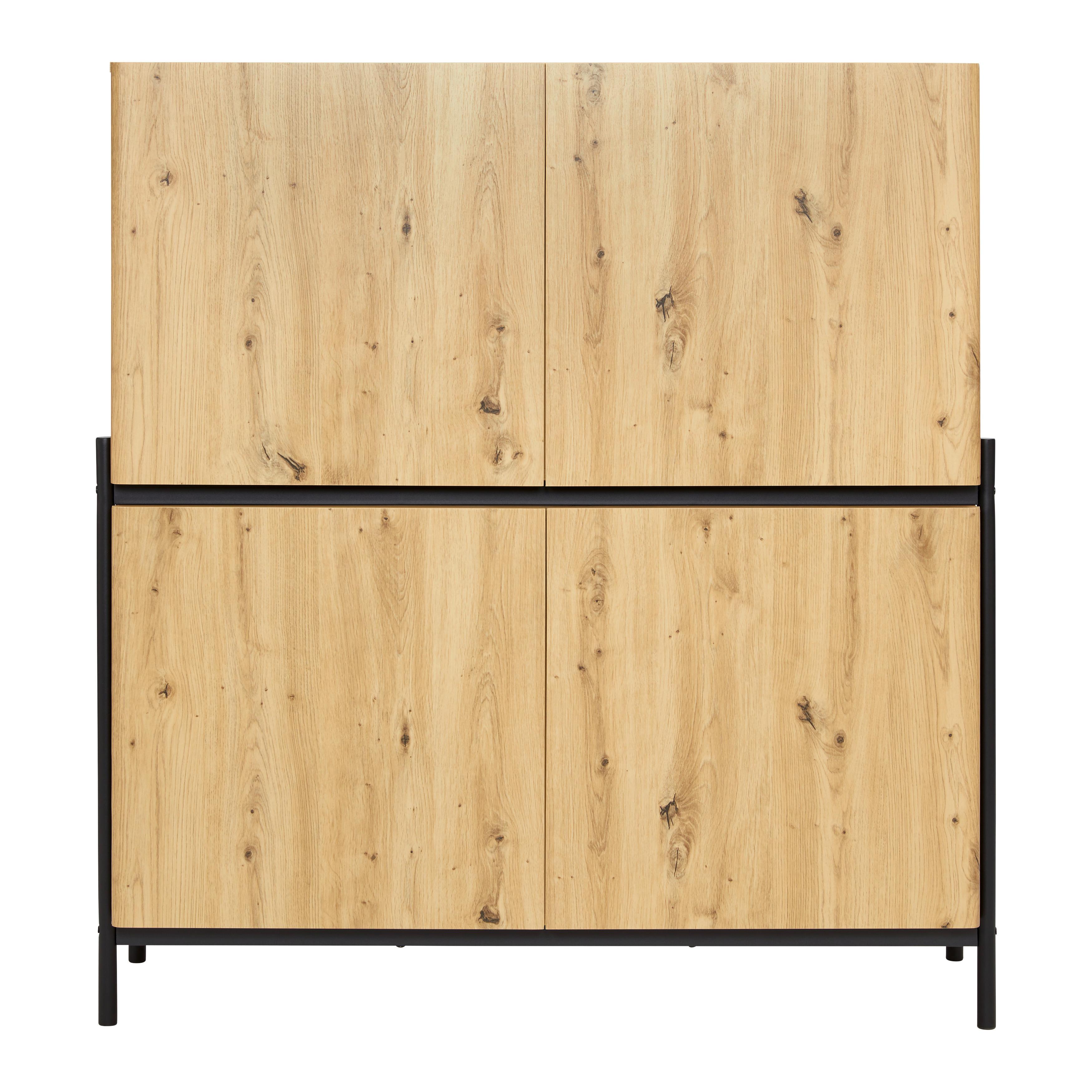 Široká Komoda Jasmina Barvy Dubu - černá/barvy dubu, Moderní, kov/dřevo (118/41,5/131cm) - Bessagi Home