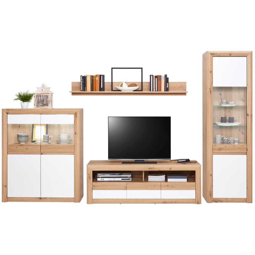 Wohnkombination 4-tlg. Mit Led Kashmir New, Eiche Dekor/weiß