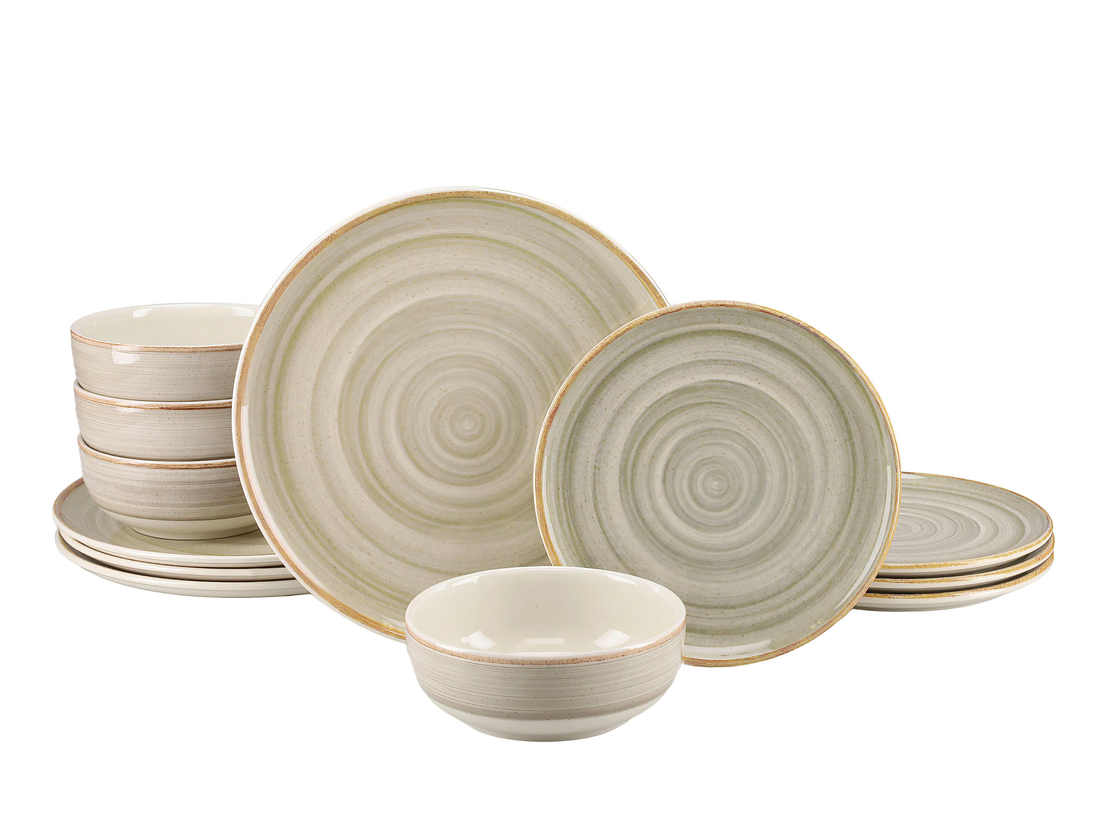 Kombiservice Caoba Steingut Creme/Sandfarben 12 -Teilig. - Sandfarben/Creme, Basics, Keramik - Creatable