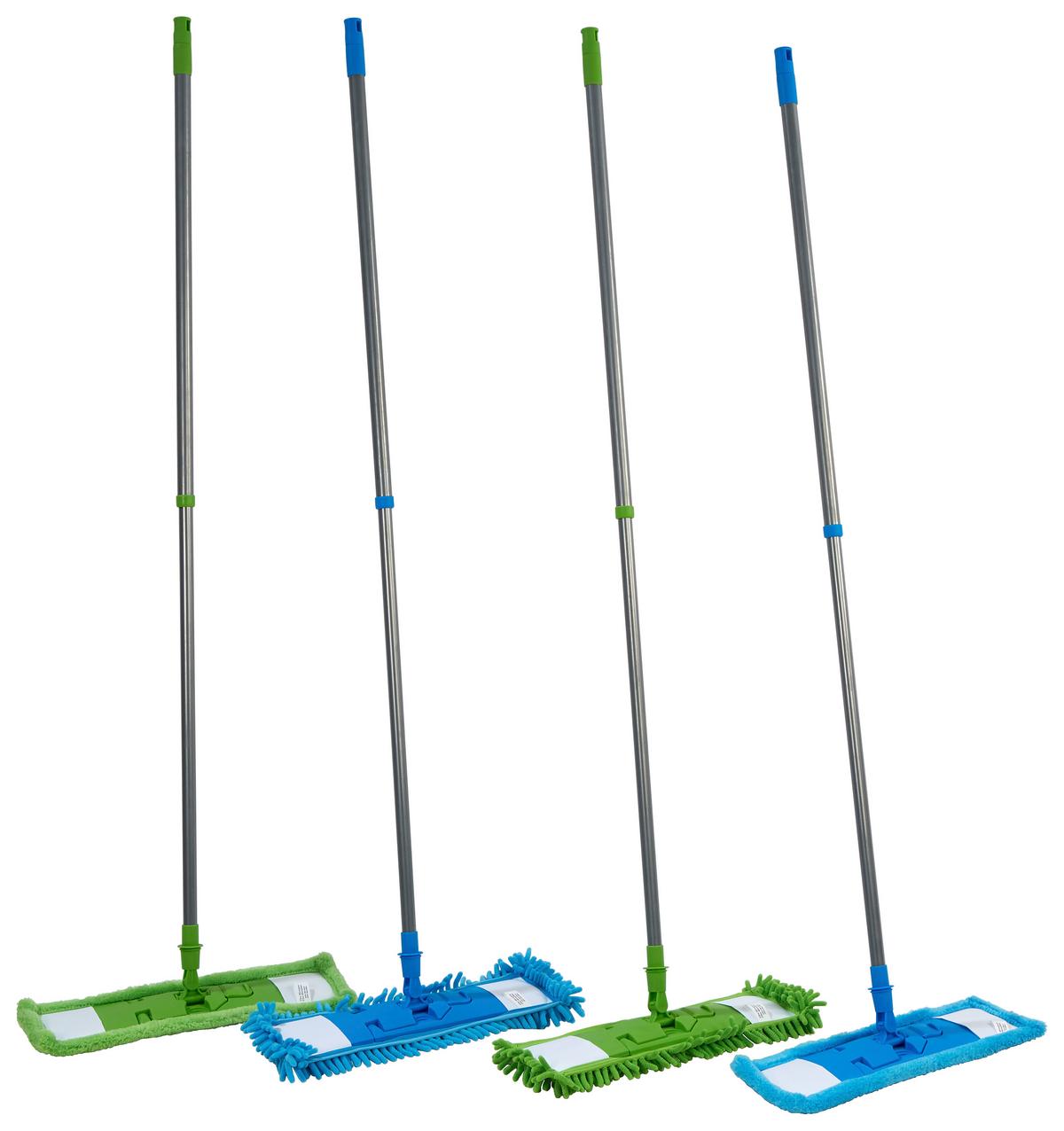 Bodenwischer Moritz mit Teleskopstiel - Blau/Grün, KONVENTIONELL, Kunststoff/Textil (44/138cm) - Homezone