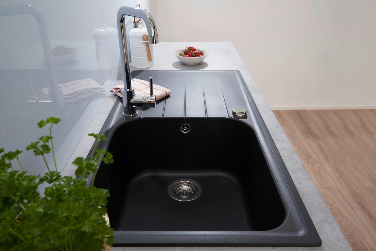 Spüle Respekta Stein Bxt: 100x50 Cm - Schwarz, Trend, Stein (100/22,5/50cm) - Respekta
