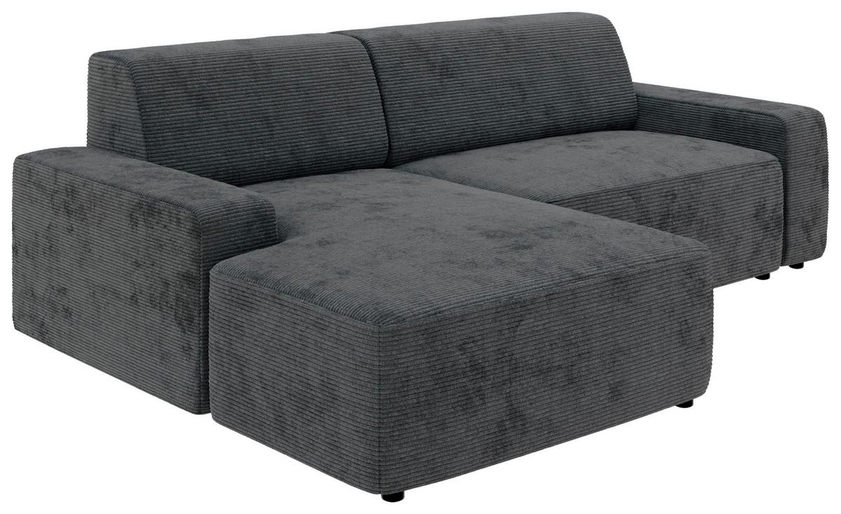 Ecksofa Wien Dunkelgrau S: 162x246 cm - Dunkelgrau/Schwarz, MODERN, Textil (162/246cm) - Trendmanufaktur