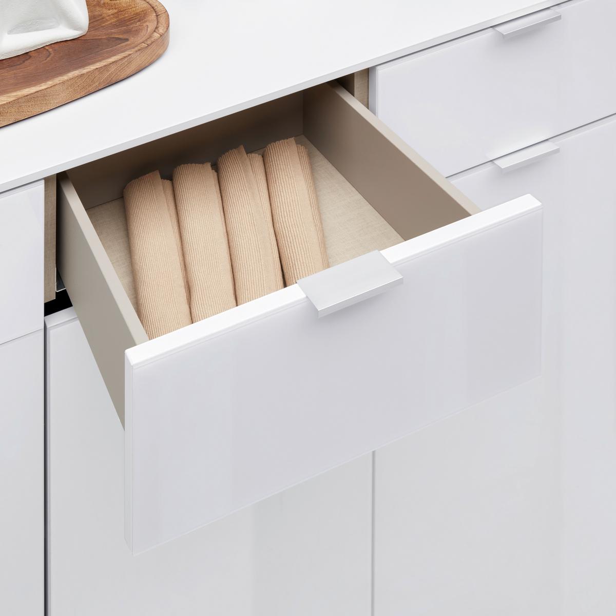 Komoda FIFTY - biela/chrómová, Konventionell, kov/kompozitné drevo (120/100/42cm) - Premium Living