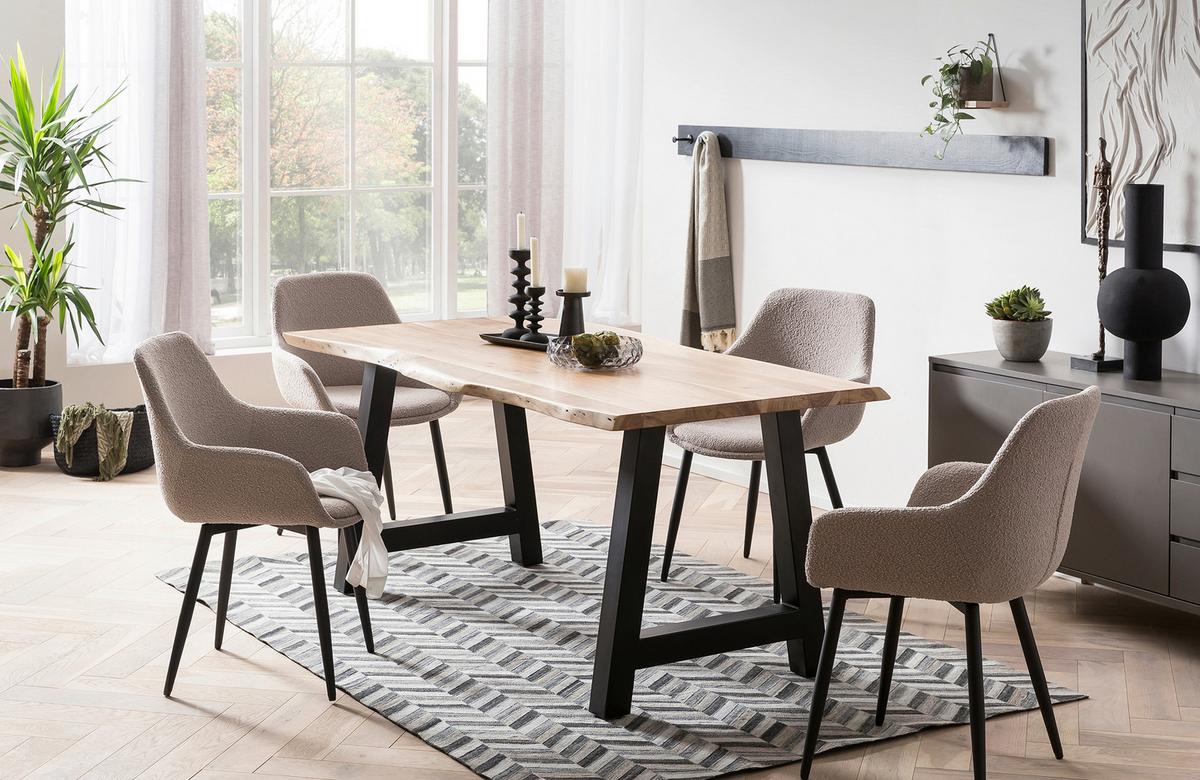 Esstisch Naturfarben/schwarz B: 140 Cm - Schwarz/Naturfarben, MODERN, Holz/Metall (140/80/76,5cm) - Livetastic