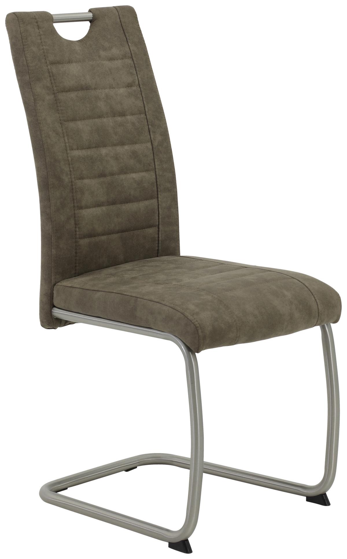 Schwingstuhl-Set Ulla S - Schlammfarben/Edelstahlfarben, MODERN, Textil/Metall (43/98/59cm) - MID.YOU