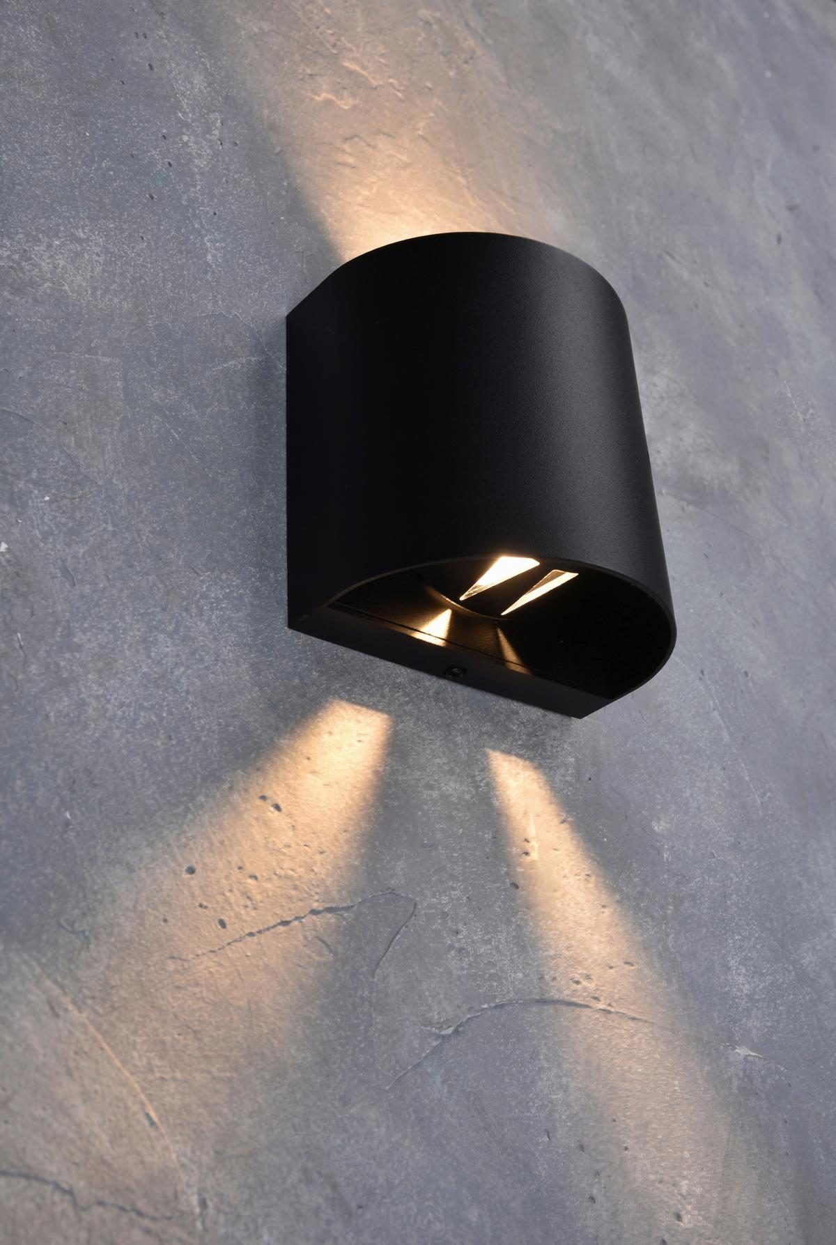 Außenwandleuchte Gemini Beams Schwarz L: 11 Cm - Schwarz, Basics, Metall (11/11/7,3cm)