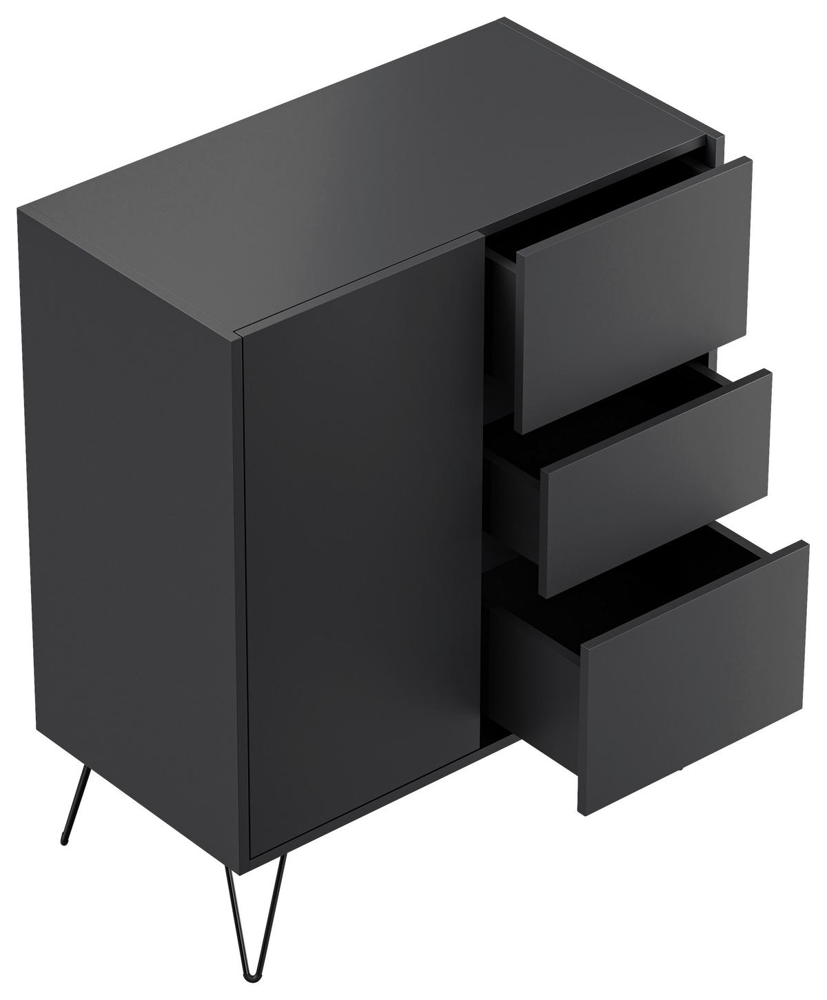 Sideboard Posseik Industrial Graphitfarben B: 76 cm - Schwarz/Graphitfarben, Design, Holzwerkstoff (76/93,6/42cm) - P & B