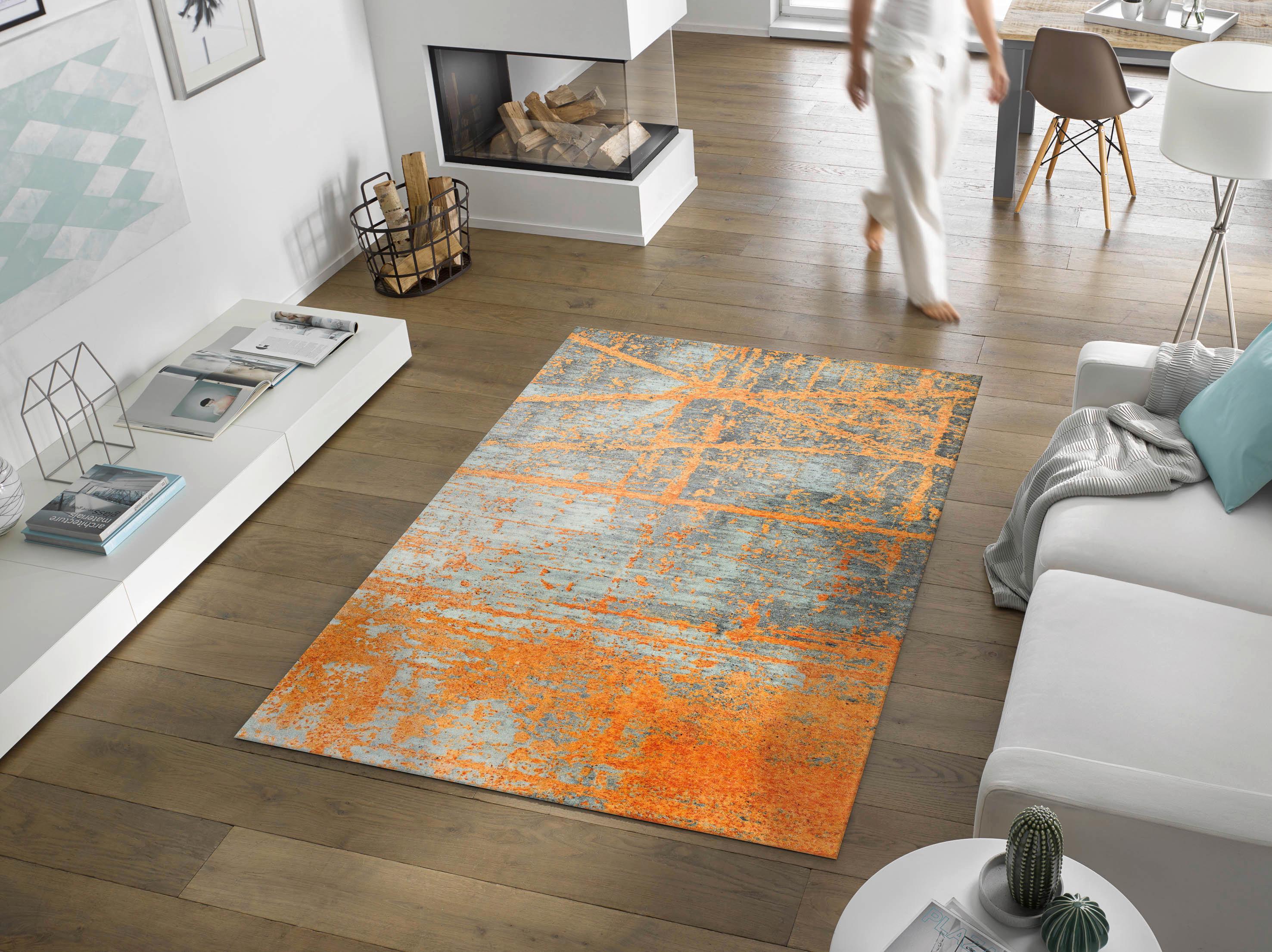 Fußmatte Rustic 70x120 cm Rutschfest - Orange/Grau, Basics, Textil (70/120cm) - Esposa