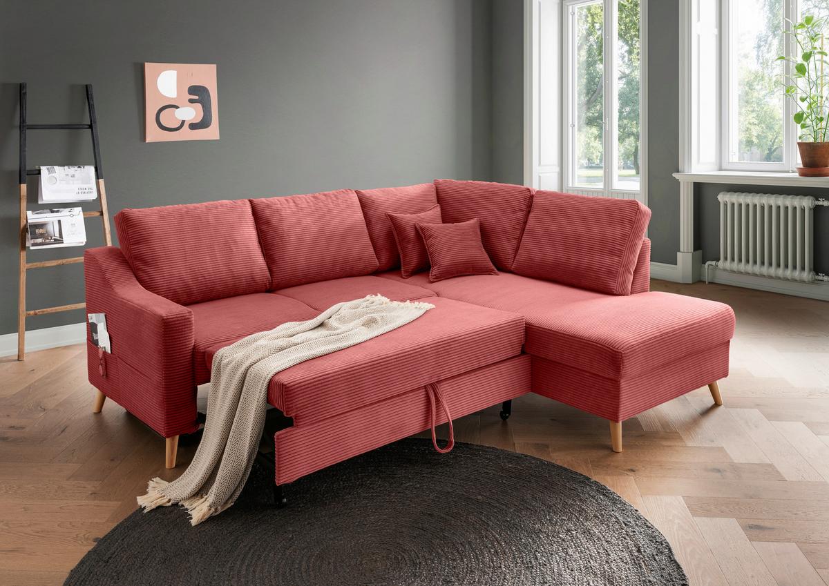 Ecksofa Valentina Koralle S: 230x200 Cm - Koralle/Naturfarben, MODERN, Textil (230/200cm) - Livetastic