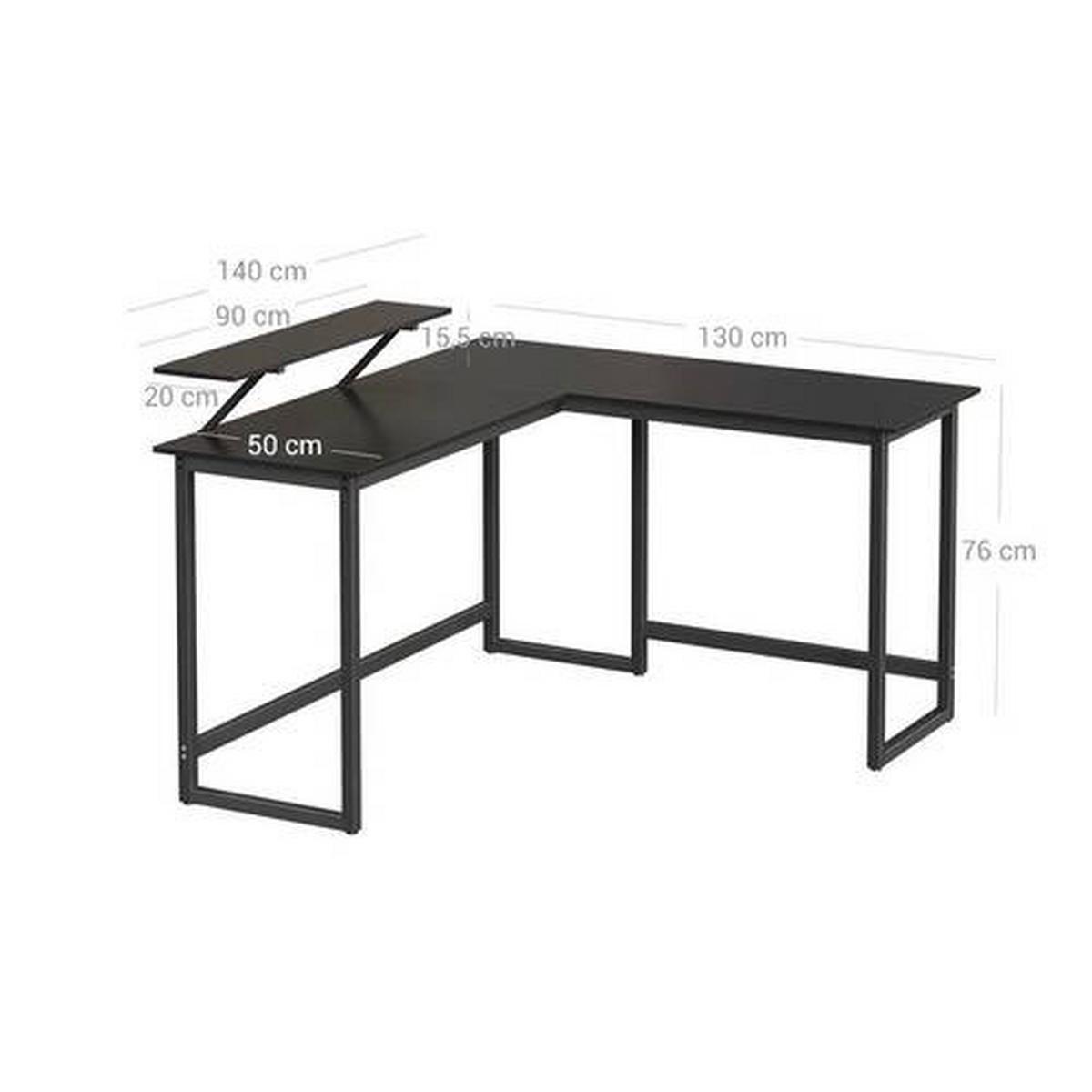 Eckschreibtisch Mit Ablageplatte B: 140, H: 92,2cm - Schwarz, Basics, Holzwerkstoff/Metall (140/130/92,2cm) - Boxxx