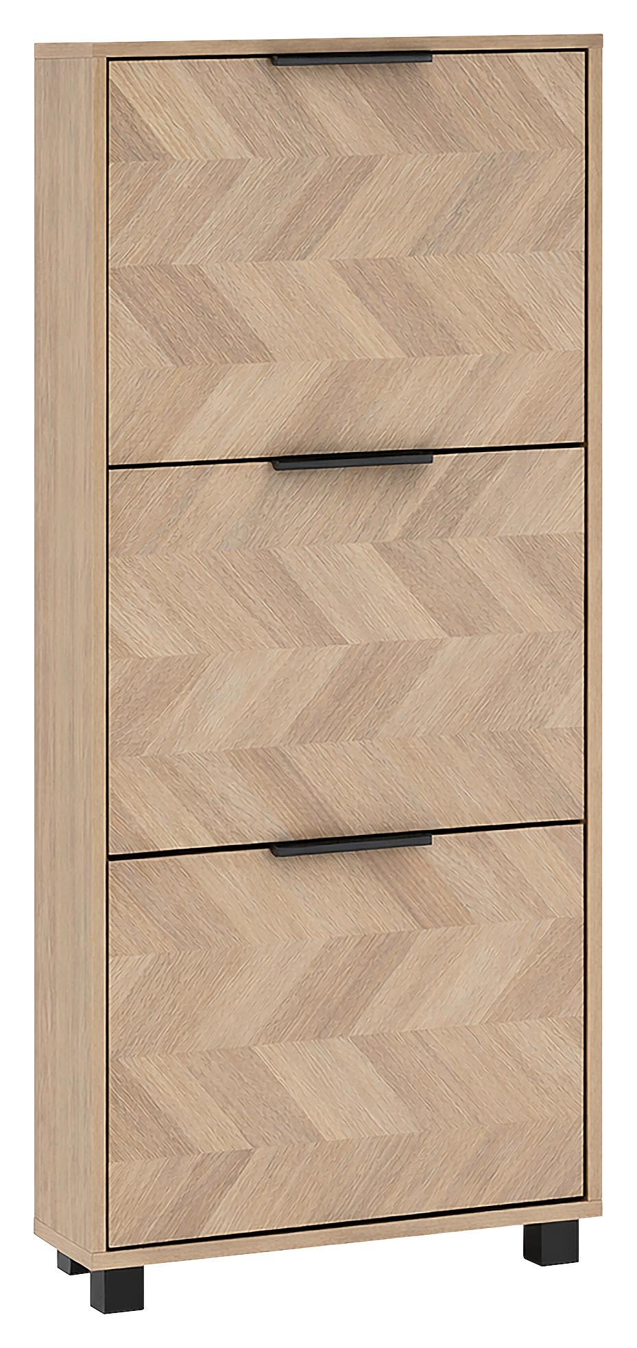 Schuhkipper Piazza Eichefarben B: 59,8 cm - Eichefarben/Schwarz, Design, Holzwerkstoff (59,8/124,5/19,55cm) - MID.YOU