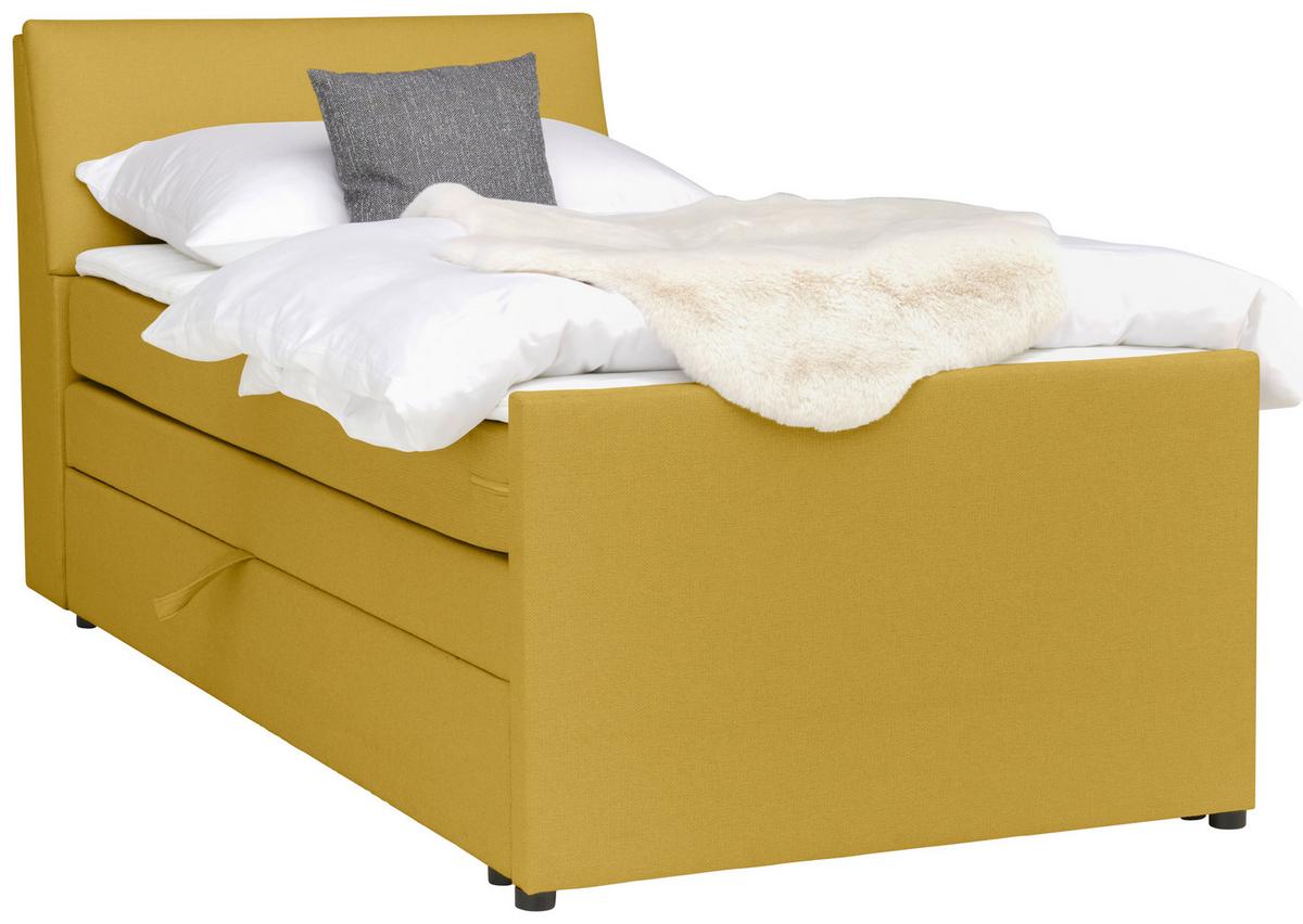 Boxspringbett Mit Bettkasten Nida 120x200 Cm Gelb - Gelb/Schwarz, MODERN, Holz/Textil (120/200cm) - MID.YOU