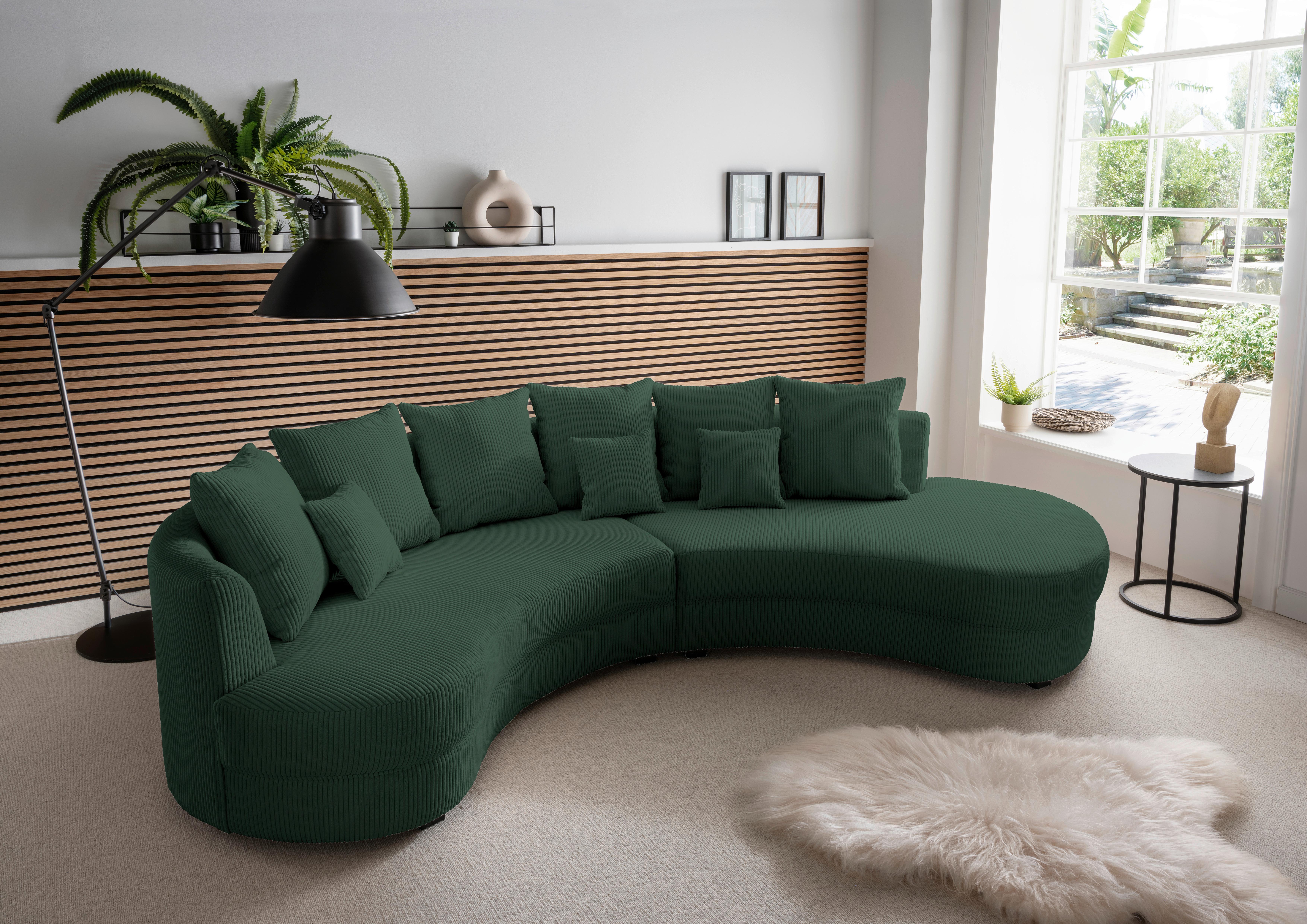 WOHNLANDSCHAFT Dunkelgrün S: 300x160 cm - Dunkelgrün/Schwarz, Design, Textil (300/160cm) - Livetastic