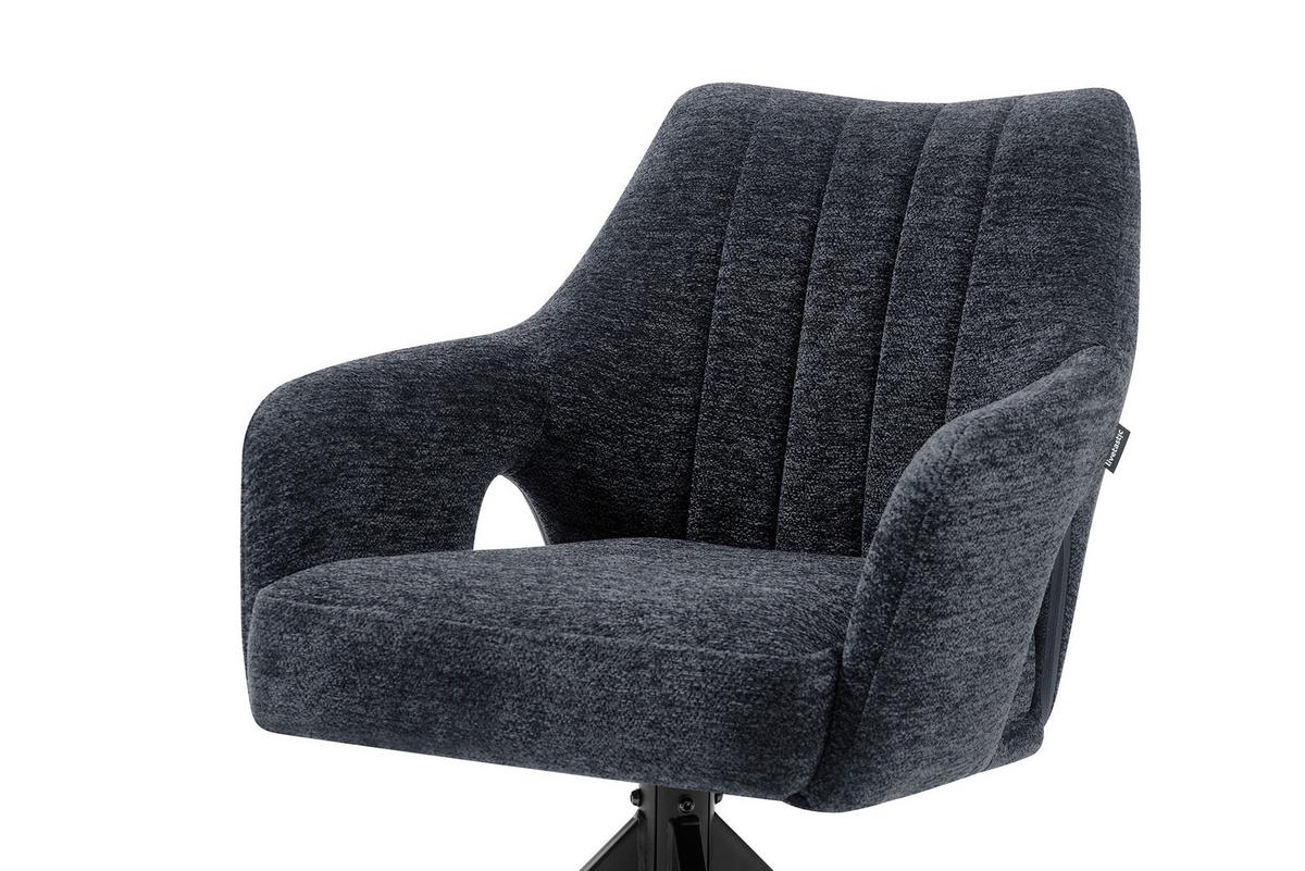 Armlehnstuhl Flow Grau/Schwarz B: 57,5 cm - Schwarz/Grau, MODERN, Holz/Textil (57,5/85/62cm) - Livetastic