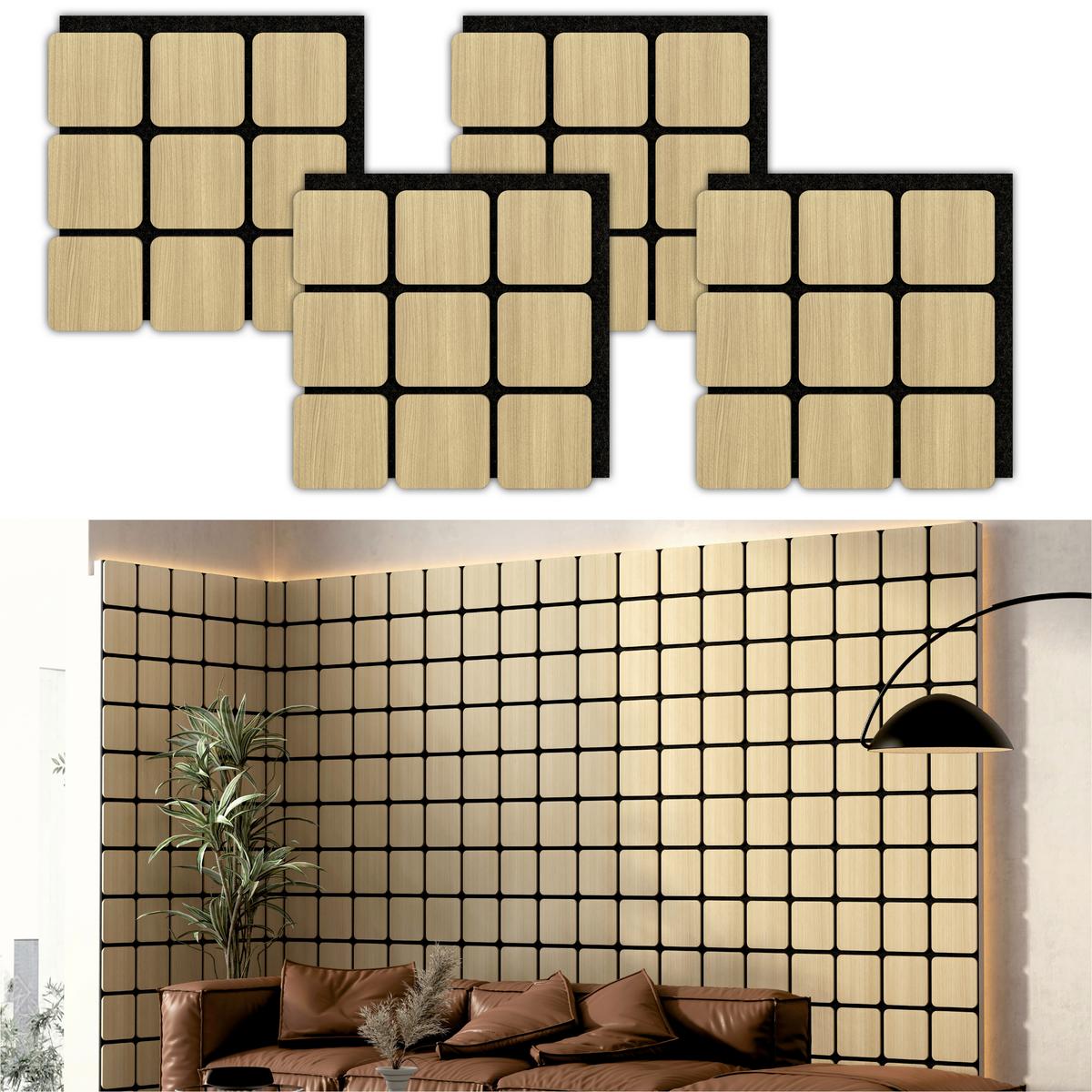 Akustikpaneel Sonido Quadrum - Hellbraun/Eichefarben, Basics, Holzwerkstoff/Kunststoff (60/58.5/1.8cm) - Novel