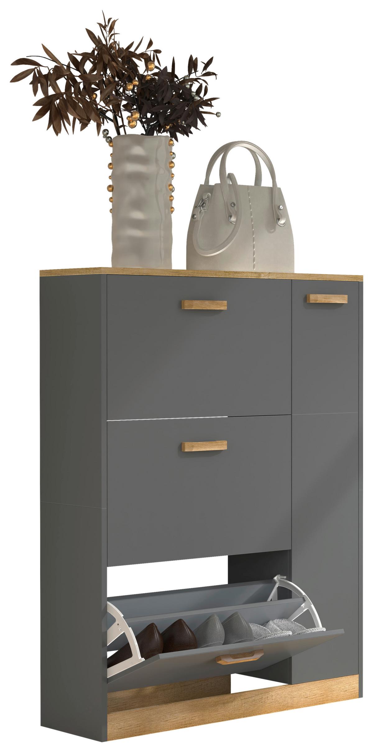 Schuhschrank Halom Anthrazit/honigeiche - Honigeiche/Anthrazit, LIFESTYLE, Holzwerkstoff (80/105/24cm) - MID.YOU