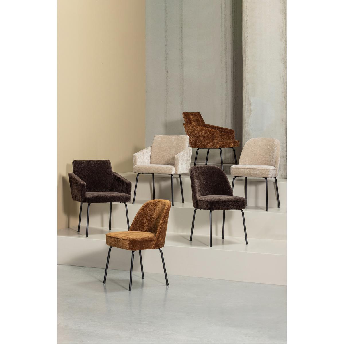 Stuhl-Set Vogue Braun B: 50cm - Schwarz/Braun, MODERN, Textil/Metall (50/83/57cm) - Livetastic