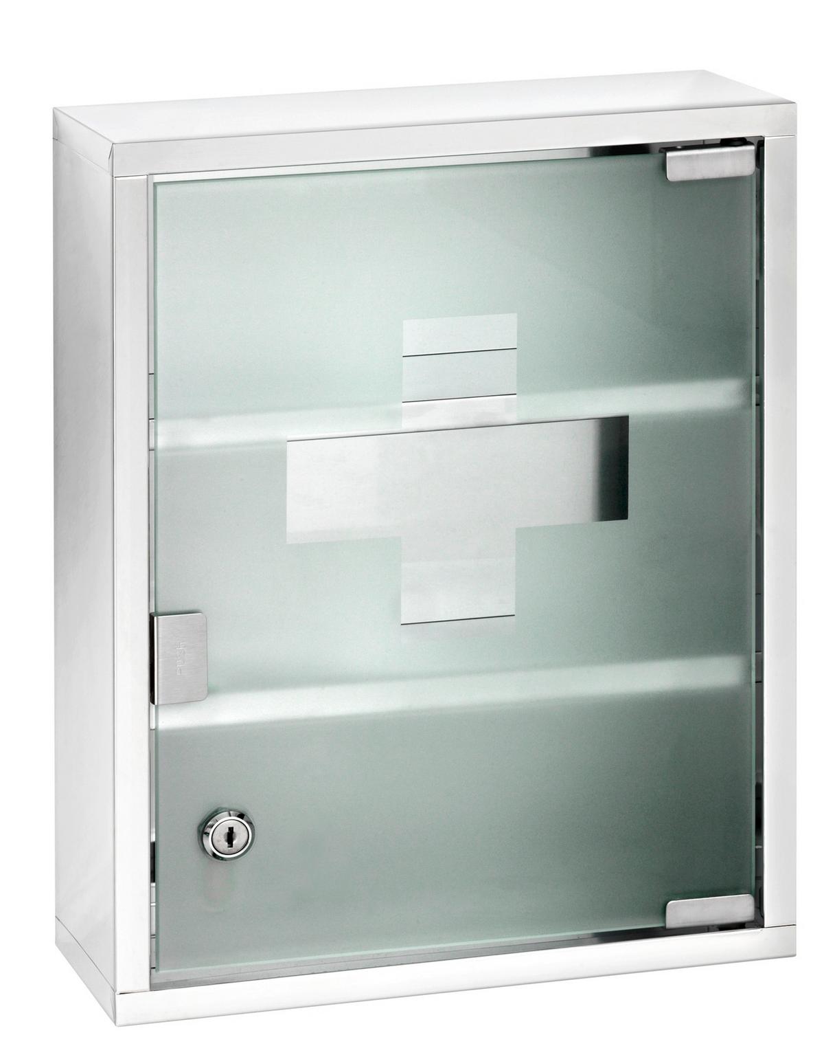 Medizinschrank Edelstahl Glänzend 22924100 - MODERN, Glas/Metall (30/40/12cm) - Wenko