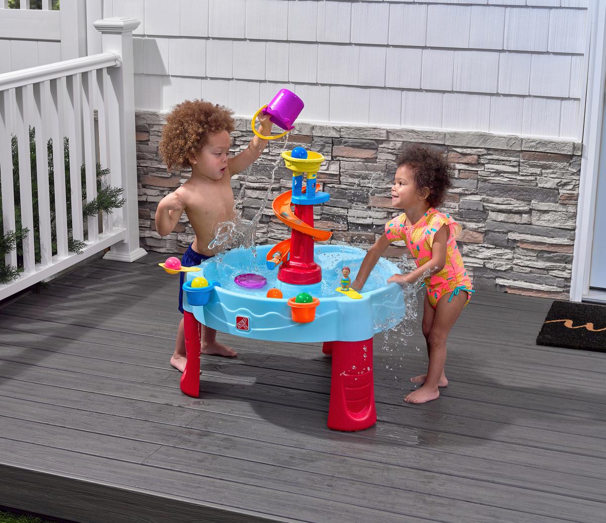 Sand- Und Wassertisch Spiral - Blau/Grau, Basics, Kunststoff (66/66/57,1cm) - Ambia Garden