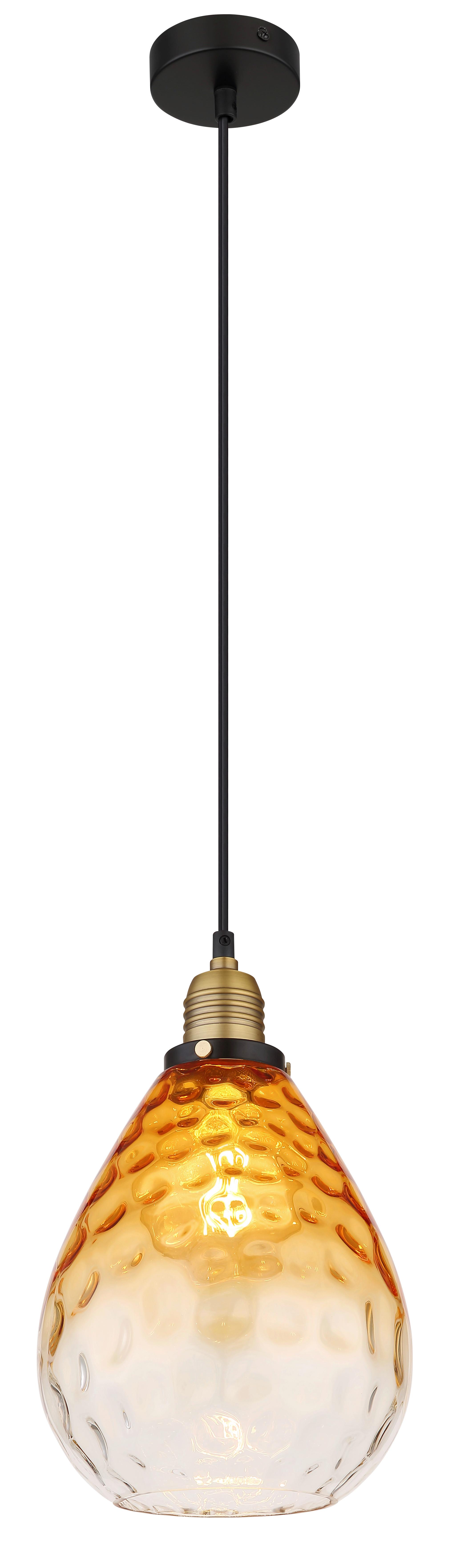 Hängeleuchte H: 120 cm 1-Flammig - Klar/Messingfarben, Basics, Glas/Metall (21/120cm) - Globo