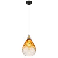 Hängeleuchte H: 120 cm 1-Flammig - Klar/Messingfarben, Basics, Glas/Metall (21/120cm) - Globo