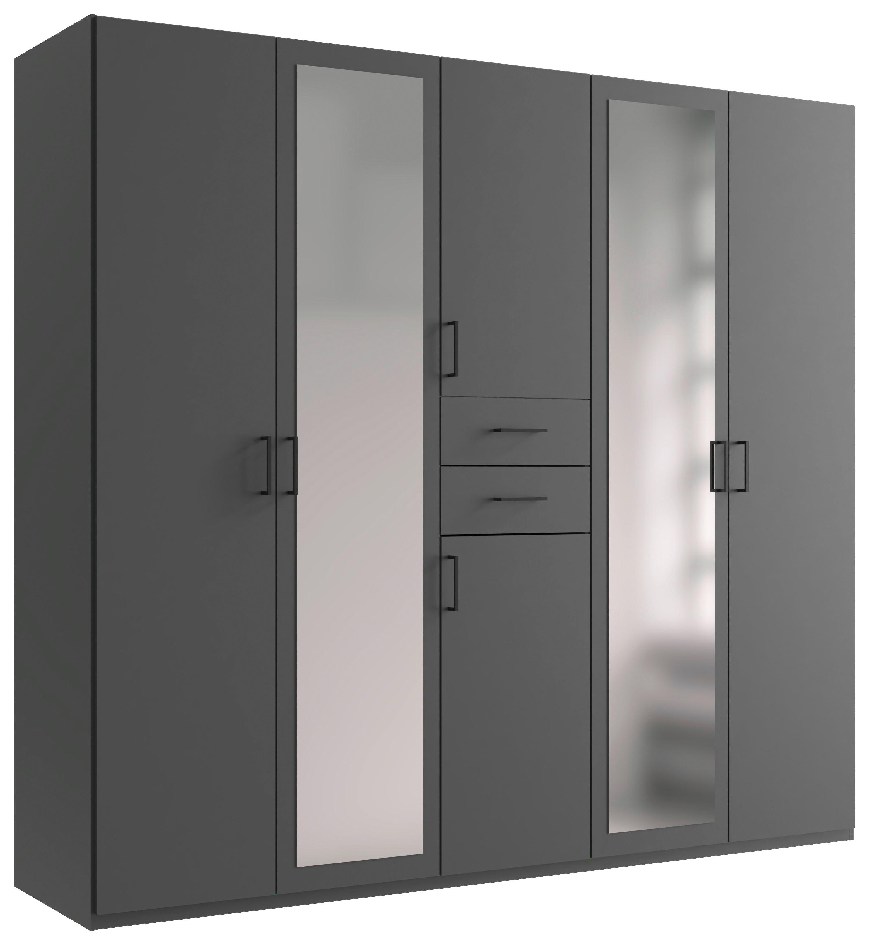 Šatníková skriňa DILLINGEN - čierna/grafitová, Konventionell, kompozitné drevo/plast (225/208/58cm) - Mömax