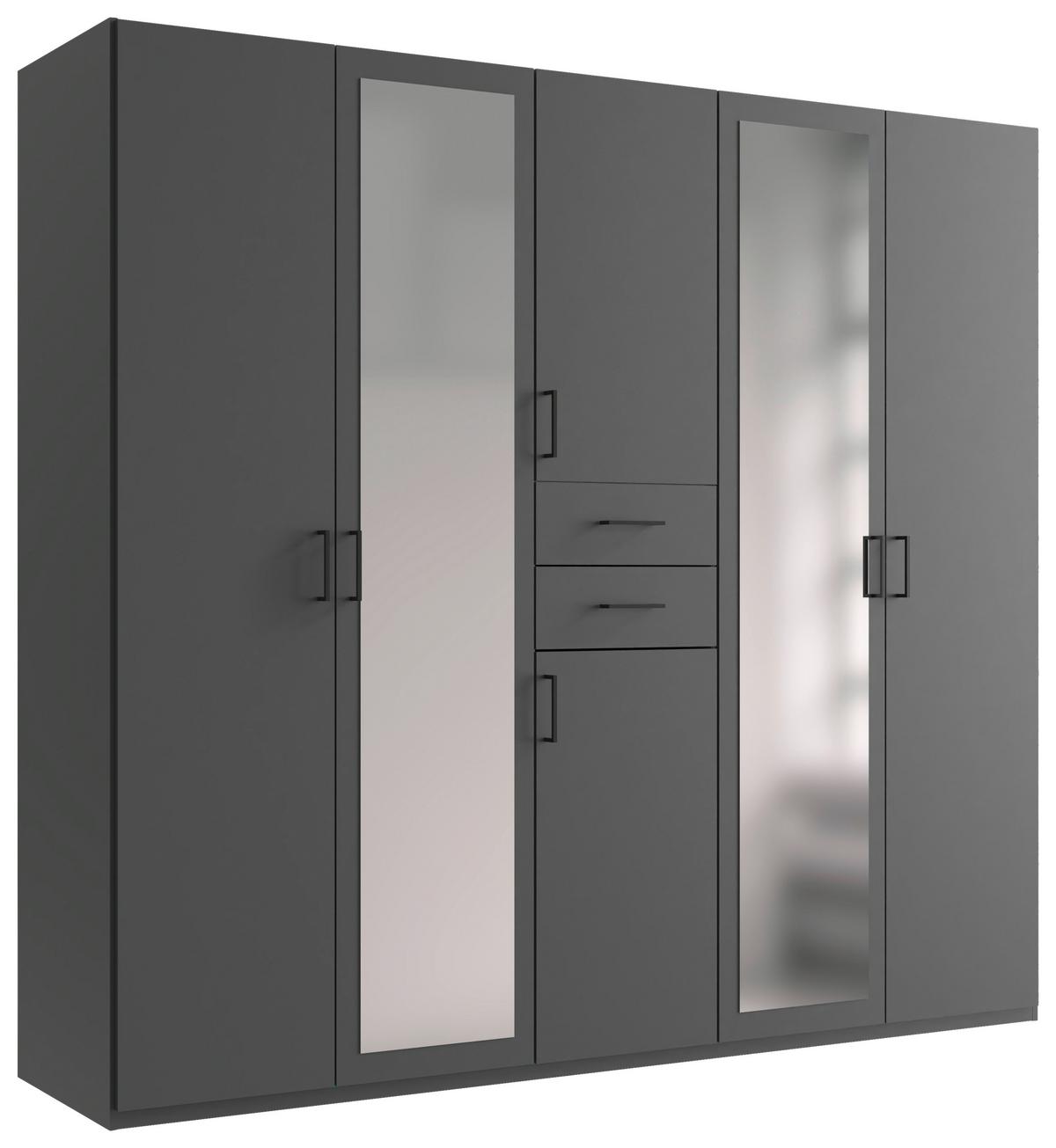 Šatníková skriňa DILLINGEN - čierna/grafitová, Konventionell, kompozitné drevo/plast (225/208/58cm) - Mömax