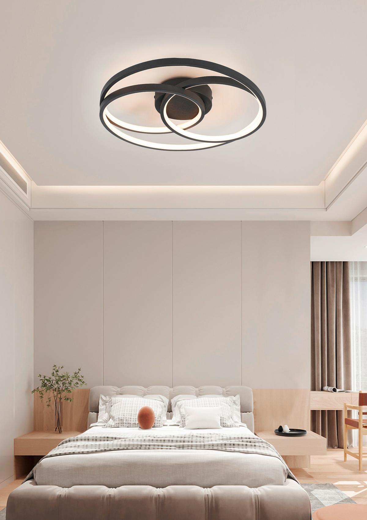 STROPNÉ LED SVIETIDLO RIMO - čierna, Modern, kov/plast (40/7,5cm) - Mömax