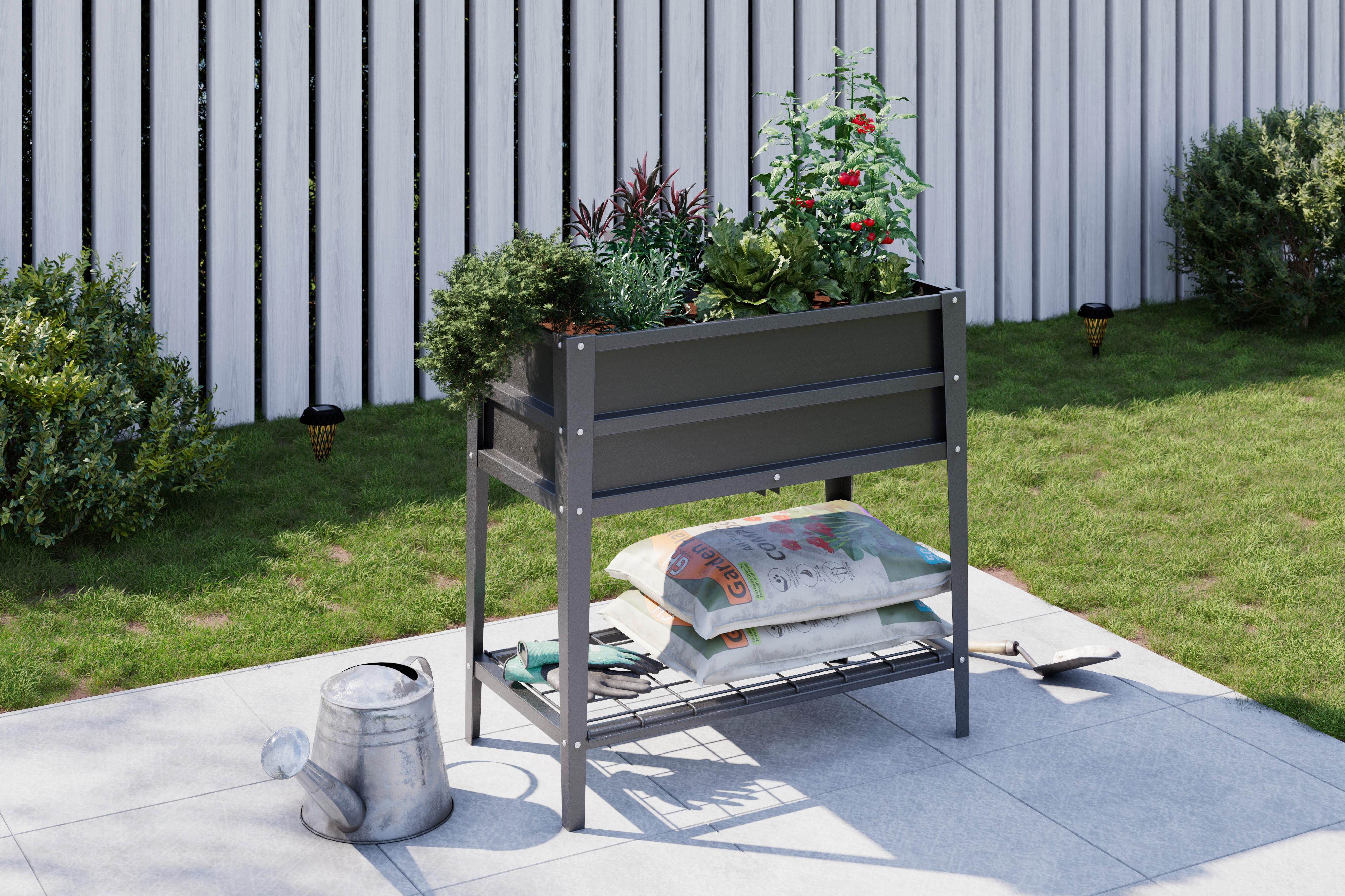 Hochbeet Robus - Anthrazit, MODERN, Metall (80/80/40cm) - Luca Bessoni