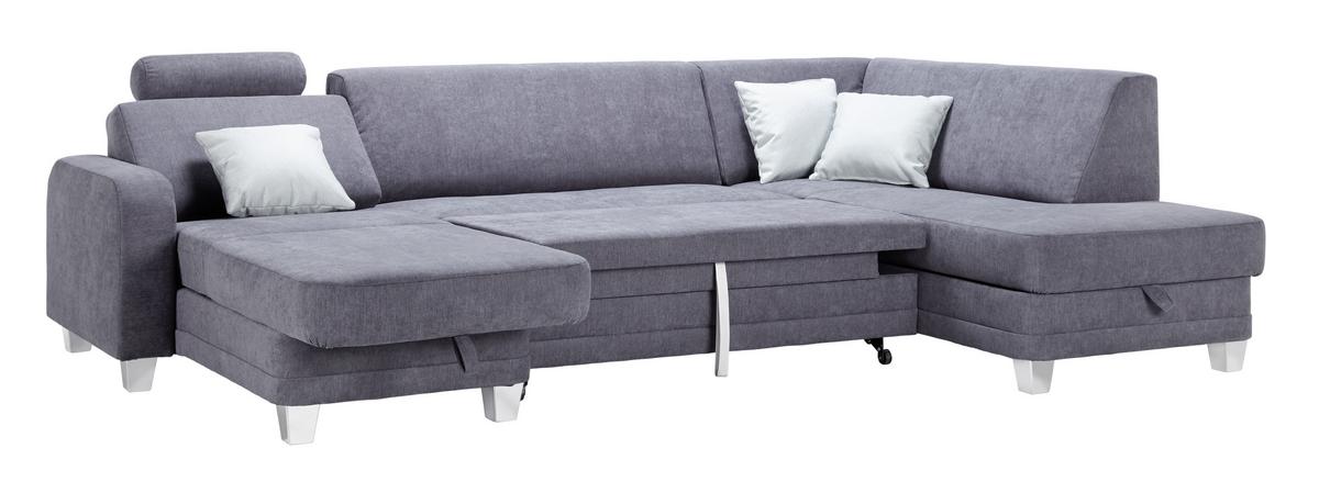 Rohová sedačka MESSINA, pravá, tmavosivá - chrómová/tmavosivá, Modern, textil/plast (165/296/198cm) - Mömax