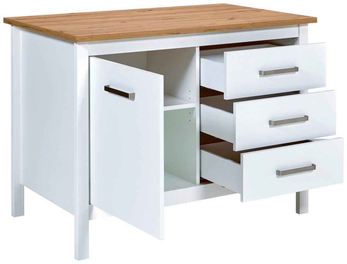 Spodní kuchyňská skříňka SAN SAN - bílá/barvy stříbra, Moderní, kov/kompozitní dřevo (124/91/75cm) - Mömax