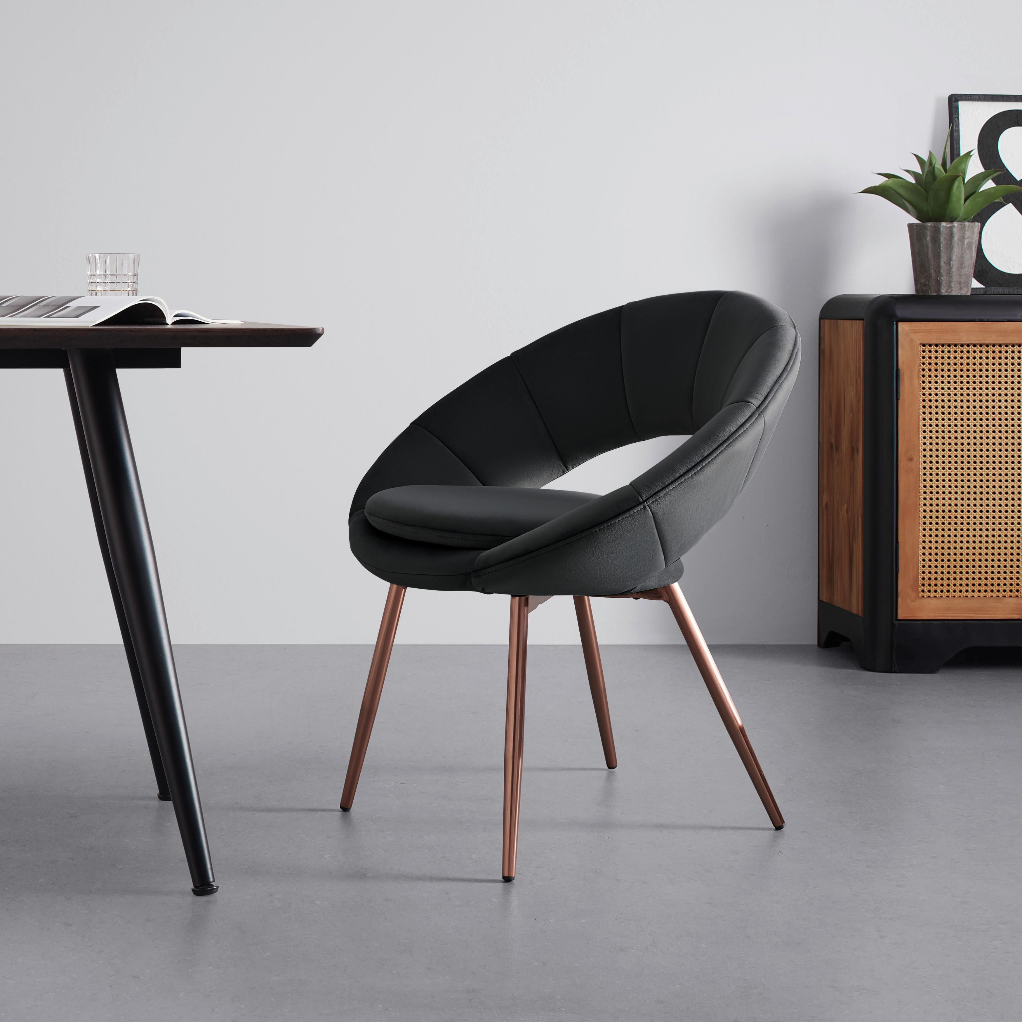 Židle ze sametu Levi tmavěšedá - tmavě šedá, Moderní, kov/dřevo (67/74/60.5cm) - Bessagi Home