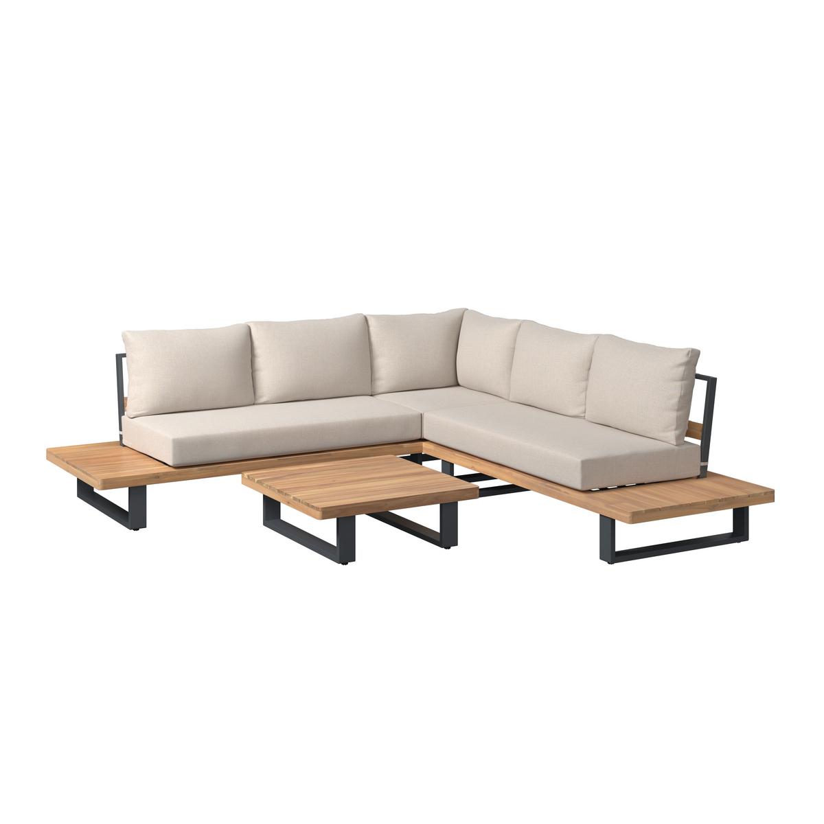 TERASOVÁ SEDACIA SÚPRAVA GABRIEL - farba akácie, Natur, kov/drevo - Mömax