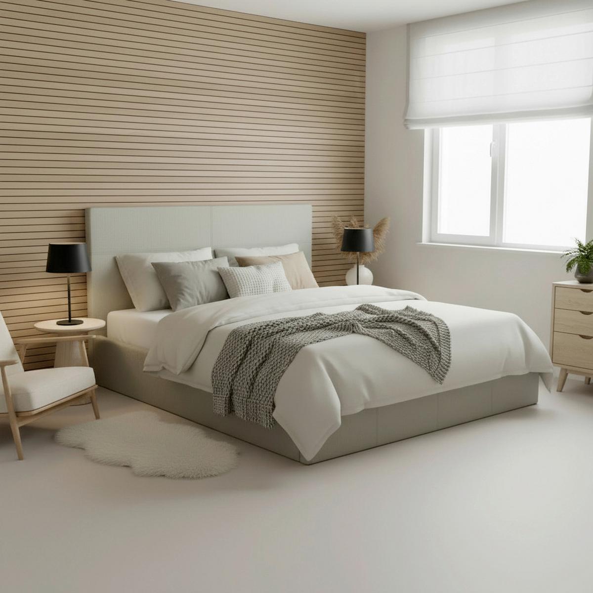 Čalúnená posteľ YARA 180x200 cm, svetlosivá - čierna/svetlosivá, Modern, kov/drevo (180/200cm) - Bessagi Home