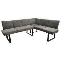 Eckbank Grau Eisen/polyester Leinenoptik Terri 190x150 Cm - Schwarz/Grau, MODERN, Textil/Metall (190/150cm) - MID.YOU