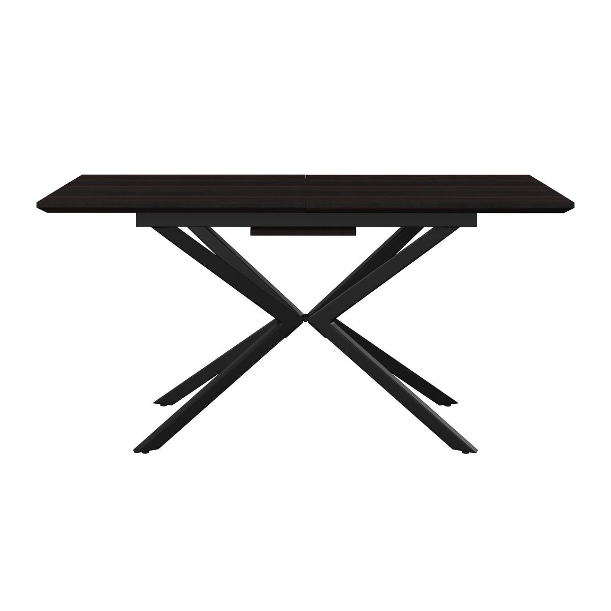 Výsuvný stůl AKI 140-180 - černá/barvy vlašských ořechů, Moderní, kov/kompozitní dřevo (140-180/76/80cm) - Bessagi Home