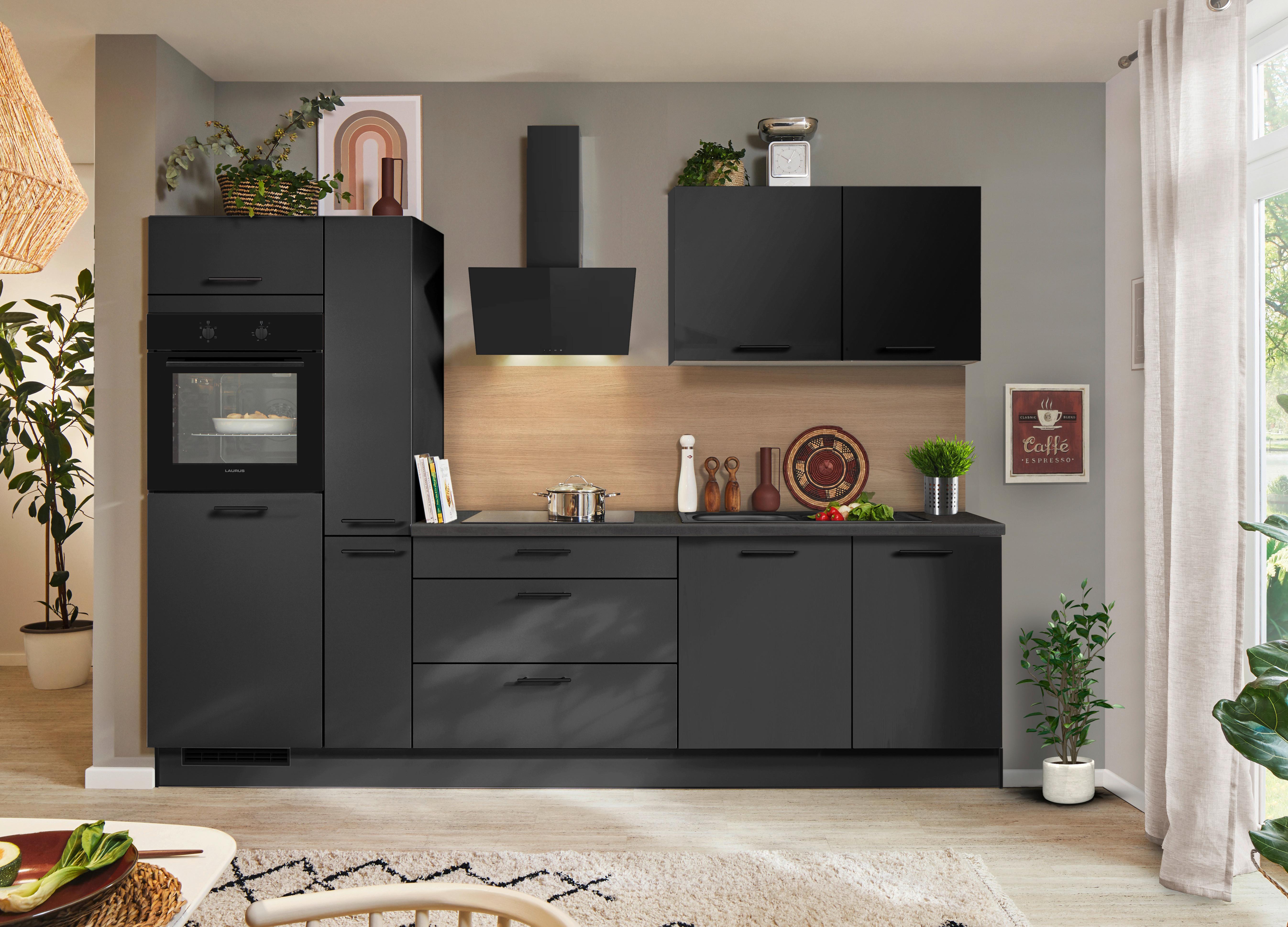 KÜCHENBLOCK PN210 - Graphitfarben/Grau, MODERN, Holzwerkstoff (280cm) - Pino