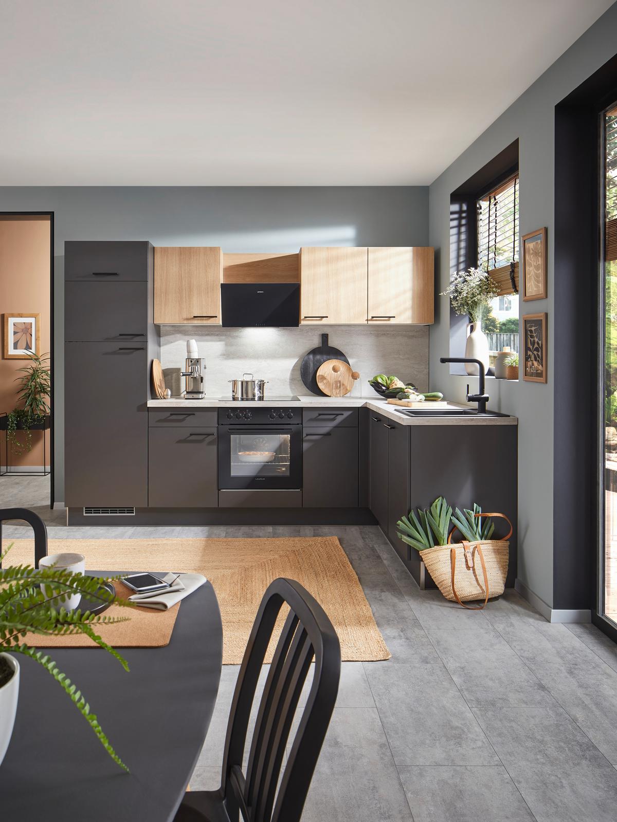 Eckküche Pn80/100 - Eichefarben/Beige, Trend, Holzwerkstoff (275/175cm) - Pino