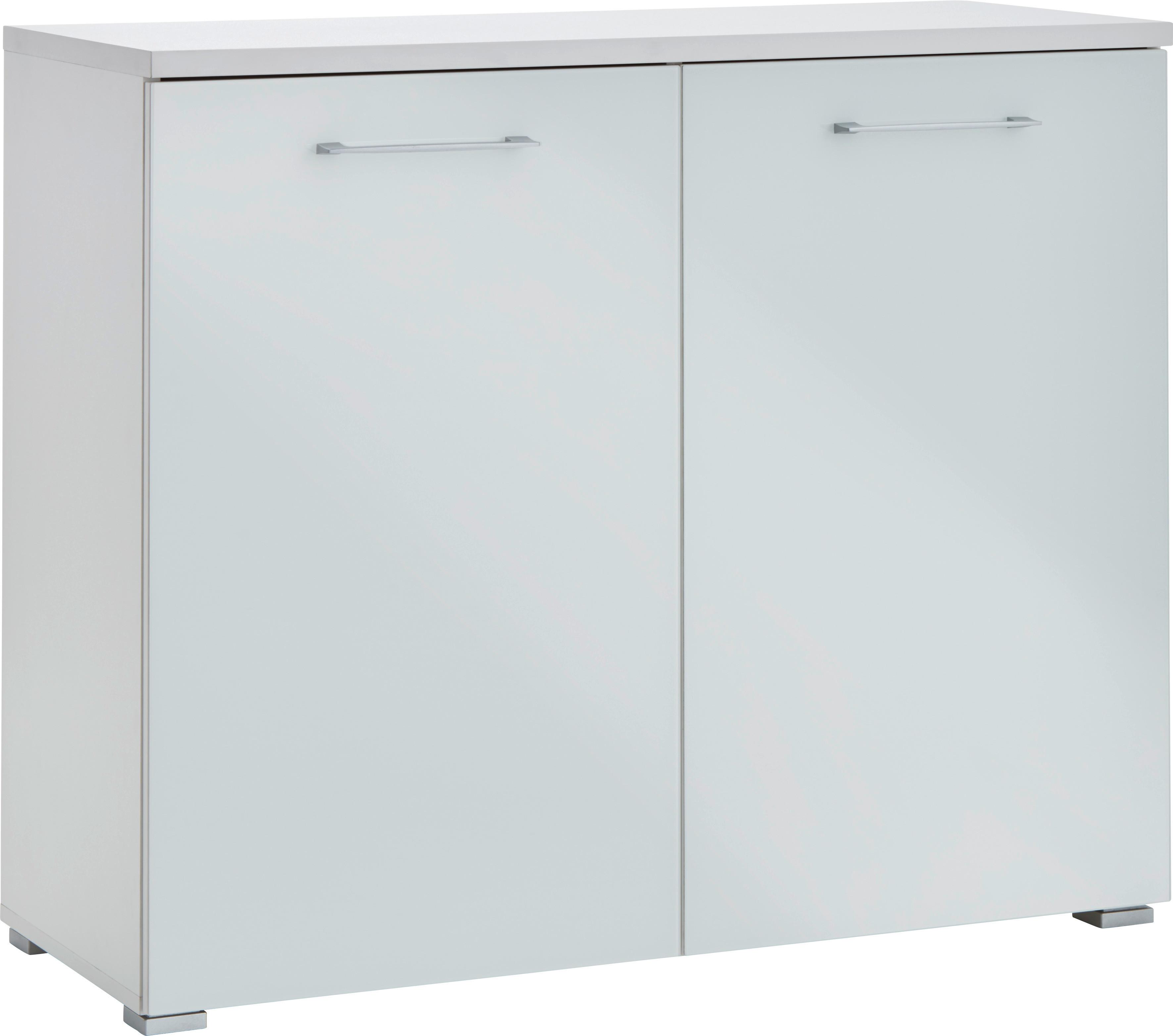 Kommode 97cm Weiß - Schwarz/Weiß, MODERN, Glas/Holzwerkstoff (97/82/40cm) - Germania