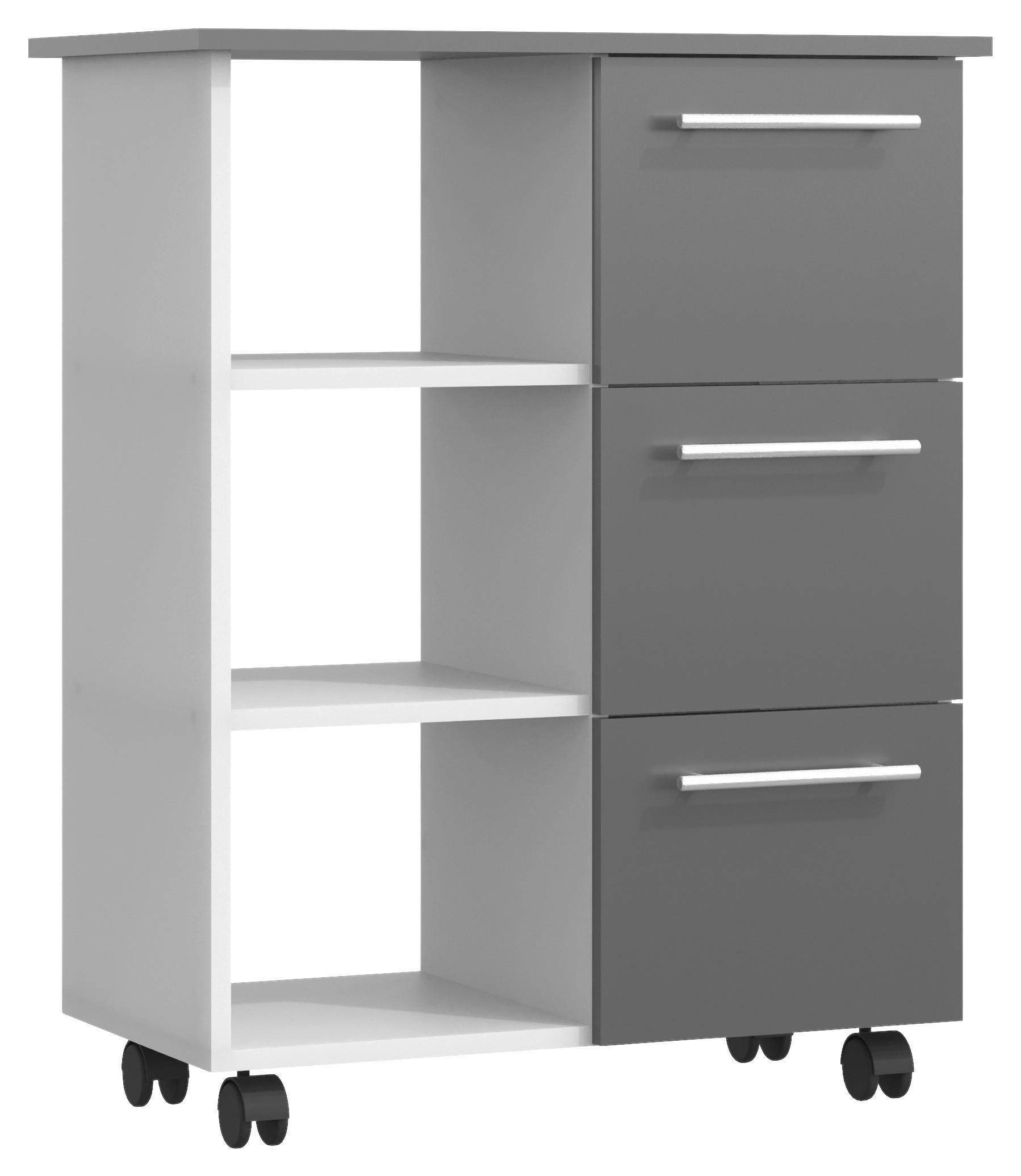 Univerzálny vozík ESILO biela/antracit - biela/antracitová, Design, kompozitné drevo (68/38/85cm) - MID.YOU