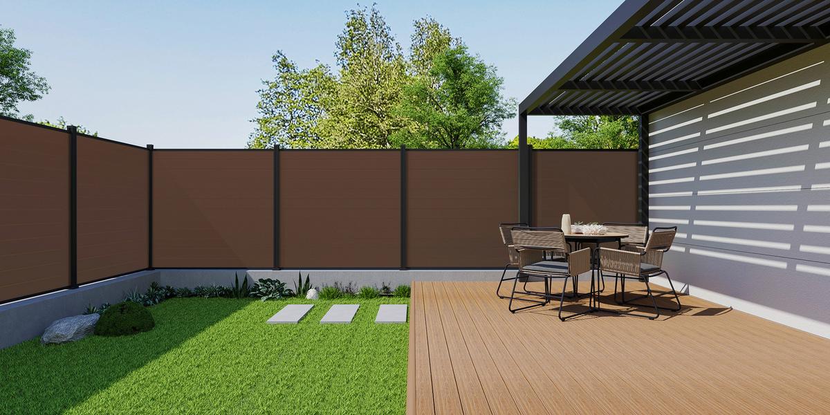 Sichtschutz Helios - Braun, MODERN, Holzwerkstoff/Kunststoff (180/180/21cm) - Beldano