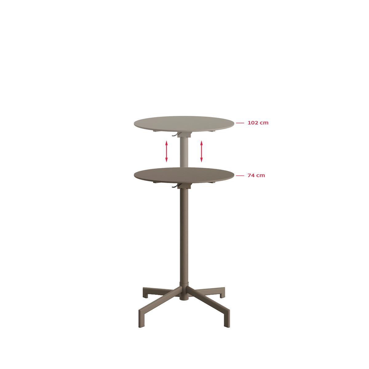 Garten-Bartisch Versa – Terrassen-/Stehtisch - Cappuccino, Basics, Metall (60/74/102cm)