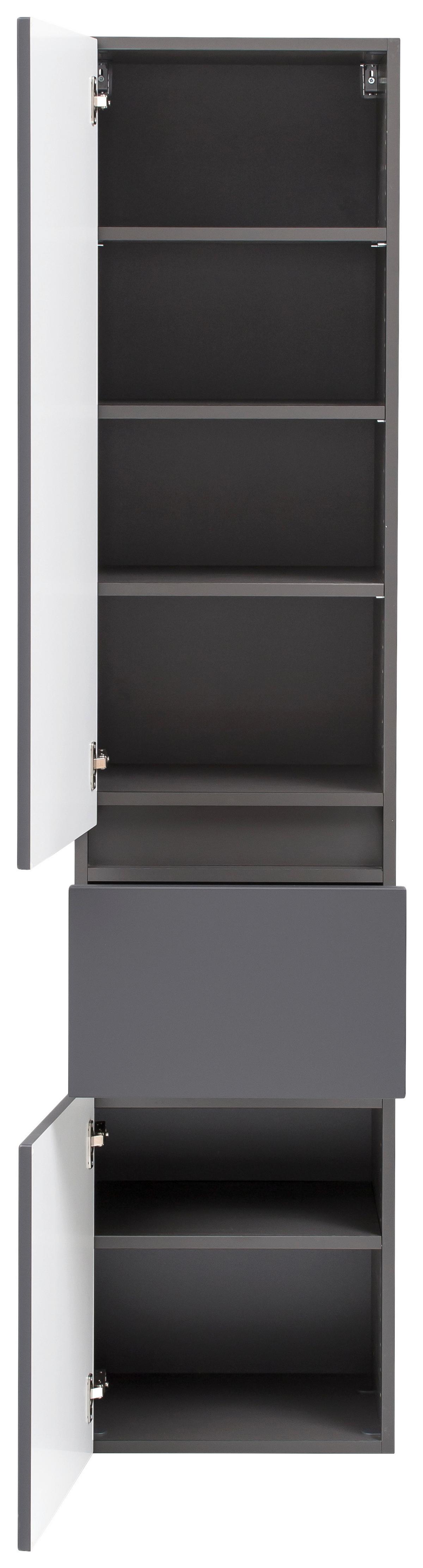 Hochschrank Kopenhagen B: 40 cm Graphitfarben - Silberfarben/Graphitfarben, KONVENTIONELL, Holzwerkstoff (40/180/35cm) - Held