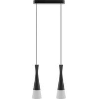 HÄNGELEUCHTE 8511239 VEGAS2, 2-FL, SCHWARZ - Schwarz/Weiß, Design, Holz/Textil (37/150cm)