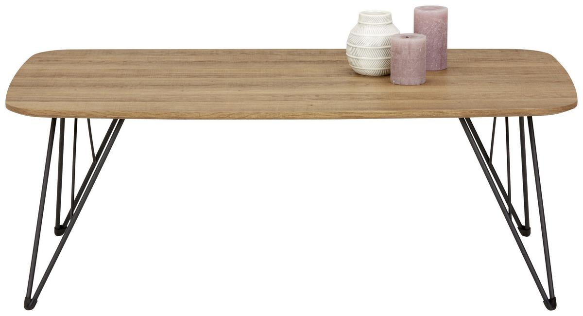 Konferenčný stolík 110x60cm - čierna/farba duba, Modern, kov/kompozitné drevo (110/60/40cm) - Based