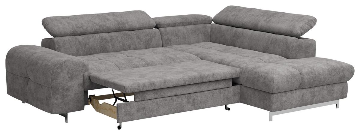 Ecksofa Mit Schlaffunktion Cloud + Graubraun - Chromfarben/Graubraun, KONVENTIONELL, Textil (206/257cm) - Livetastic