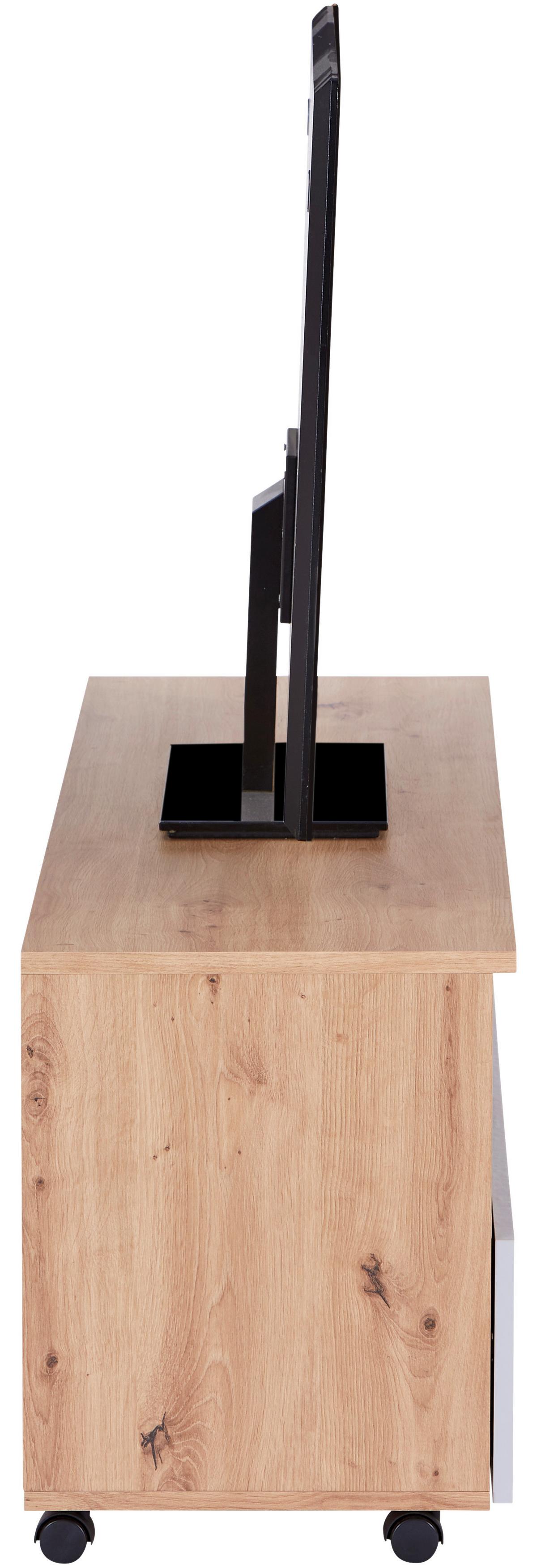 NÍZKÁ KOMODA JOHNNY - šedá/dub artisan, Moderní, kompozitní dřevo (138/51,5/40cm)