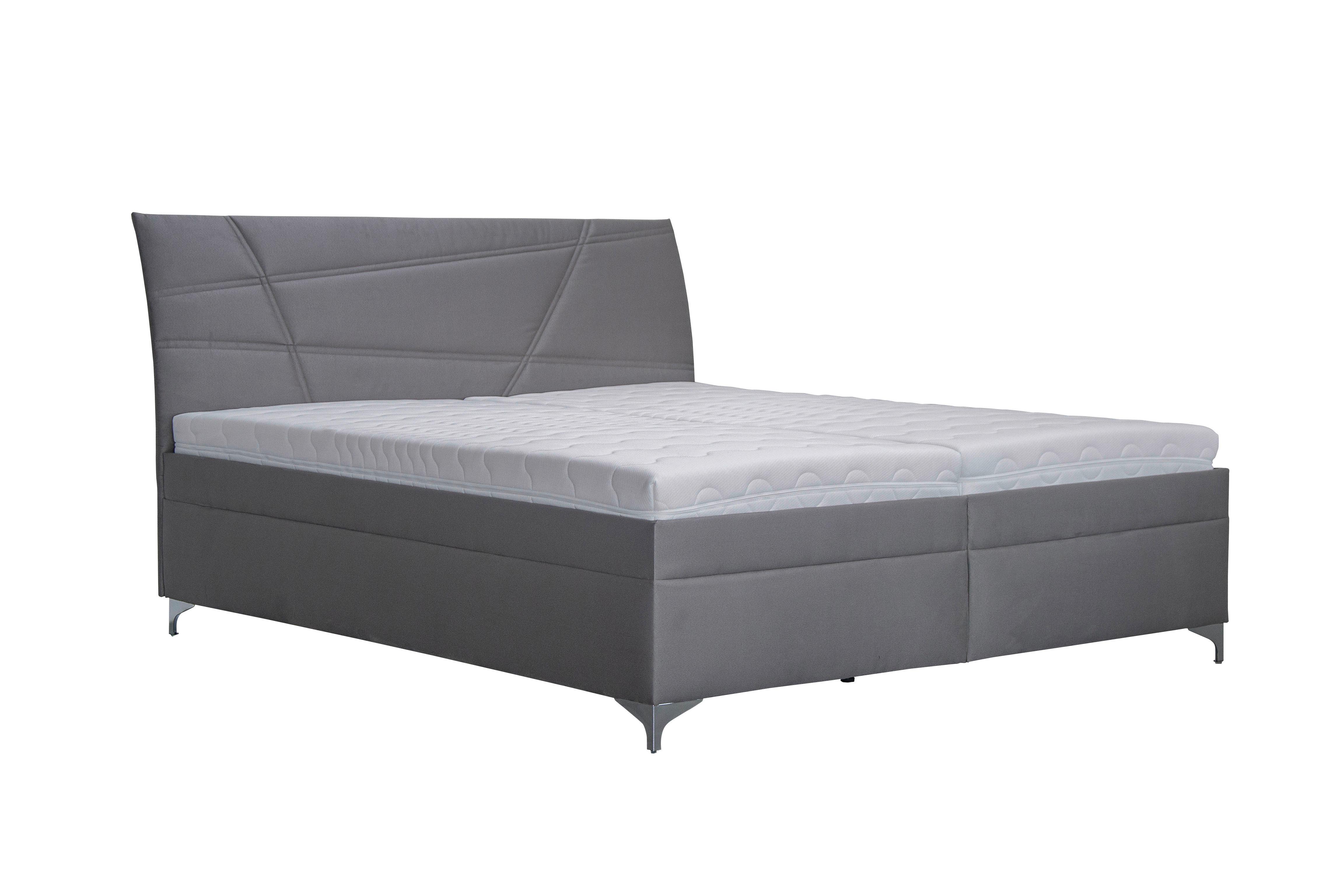 Čalouněná postel LAUREN 180x200, šedá koženka - šedá/bílá, Konvenční, dřevo/textil (180/200cm)